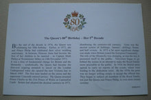 Load image into Gallery viewer, 1926-2006 HER MAJESTY QUEEN ELIZABETH II 80TH BIRTHDAY 2005 1CROWN COVER PNC/COA
