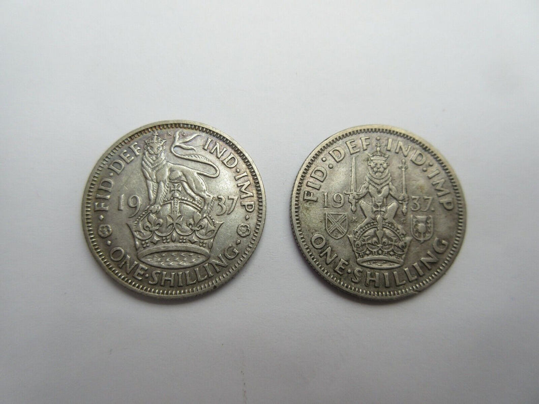 1937 KING GEORGE VI SILVER SHILLING ENLISH & SCOTTISH COLLECTABLE GRADE