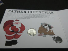 Load image into Gallery viewer, 2019 Father Christmas 50p Coin - Cupro Nickel Coloured Diamond Finish in a Card
