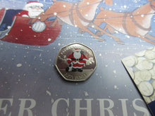 Load image into Gallery viewer, 2019 Father Christmas 50p Coin - Cupro Nickel Coloured Diamond Finish in a Card
