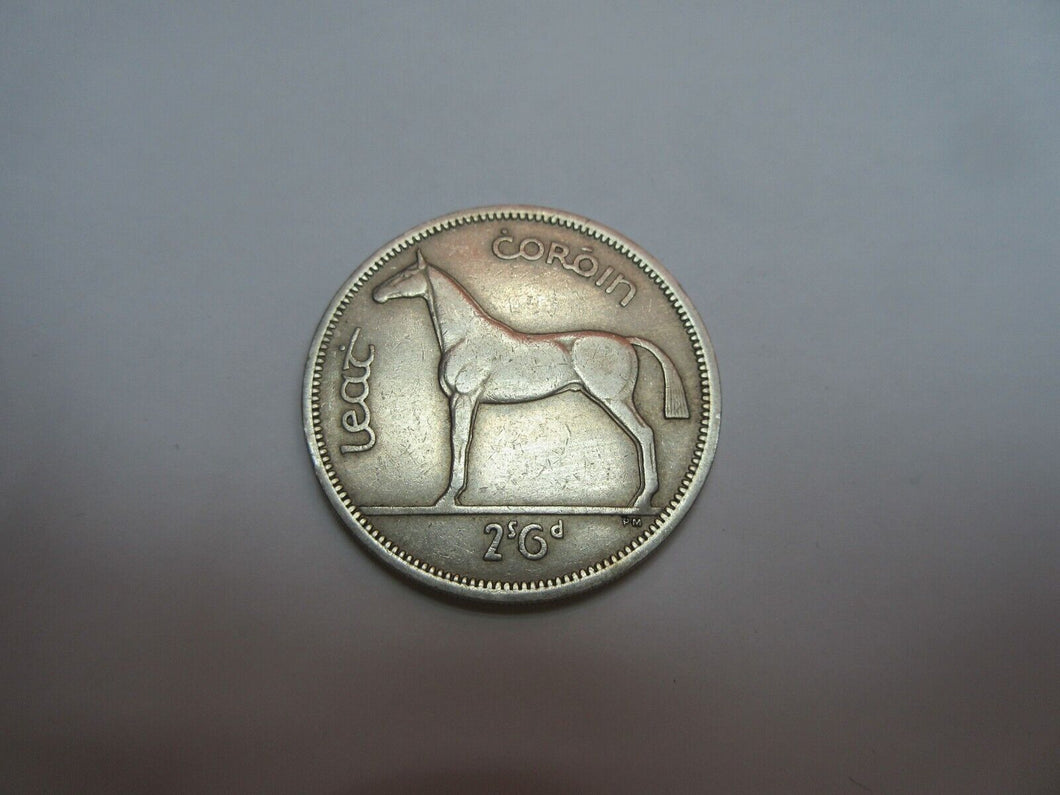 1961 Ireland EIRE Half Crown Coin reverse Irish Hunter horse obverse Harp