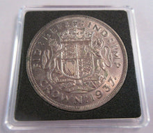 Load image into Gallery viewer, 1937 FROSTED PROOF KING GEORGE VI BARE HEAD .500 SILVER ONE CROWN COIN BOXED
