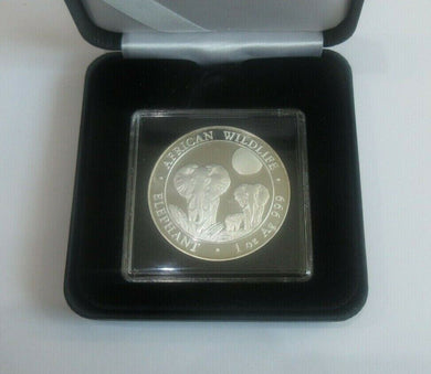 2014 AFRICA WILDLIFE ELEPHANT 100 SHILLINGS 1oz .999 BU silver in Quad Box