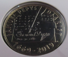 Load image into Gallery viewer, 2019 SAMUEL PEPYS A TRUE WITNESS BUNC £2 TWO POUND COIN CARDED
