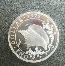 Load image into Gallery viewer, 1972 BAHAMAS QUEEN ELIZABETH II 1 DOLLAR .800 SILVER PROOF 34MM COIN CONCH SHELL
