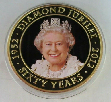 2012 Diamond Jubilee Gold Plated Colour QE2 Portrait 2011 Cook Islands $5 & Coa
