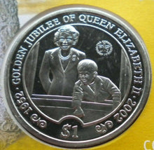 Load image into Gallery viewer, 2002 QUEEN ELIZABETH GOLDEN JUBILEE ONE DOLLAR COIN FIRST DAY COVER PNC
