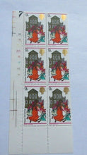 Load image into Gallery viewer, 1968 HAPPY CHRISTMAS BLOCK OF 6 9d STAMPS MNH WITH CLEAR FRONTED STAMP HOLDER
