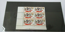 Load image into Gallery viewer, 1968 HAPPY CHRISTMAS 4d BLOCK OF 6 STAMPS MNH WITH CLEAR FRONTED STAMP HOLDER
