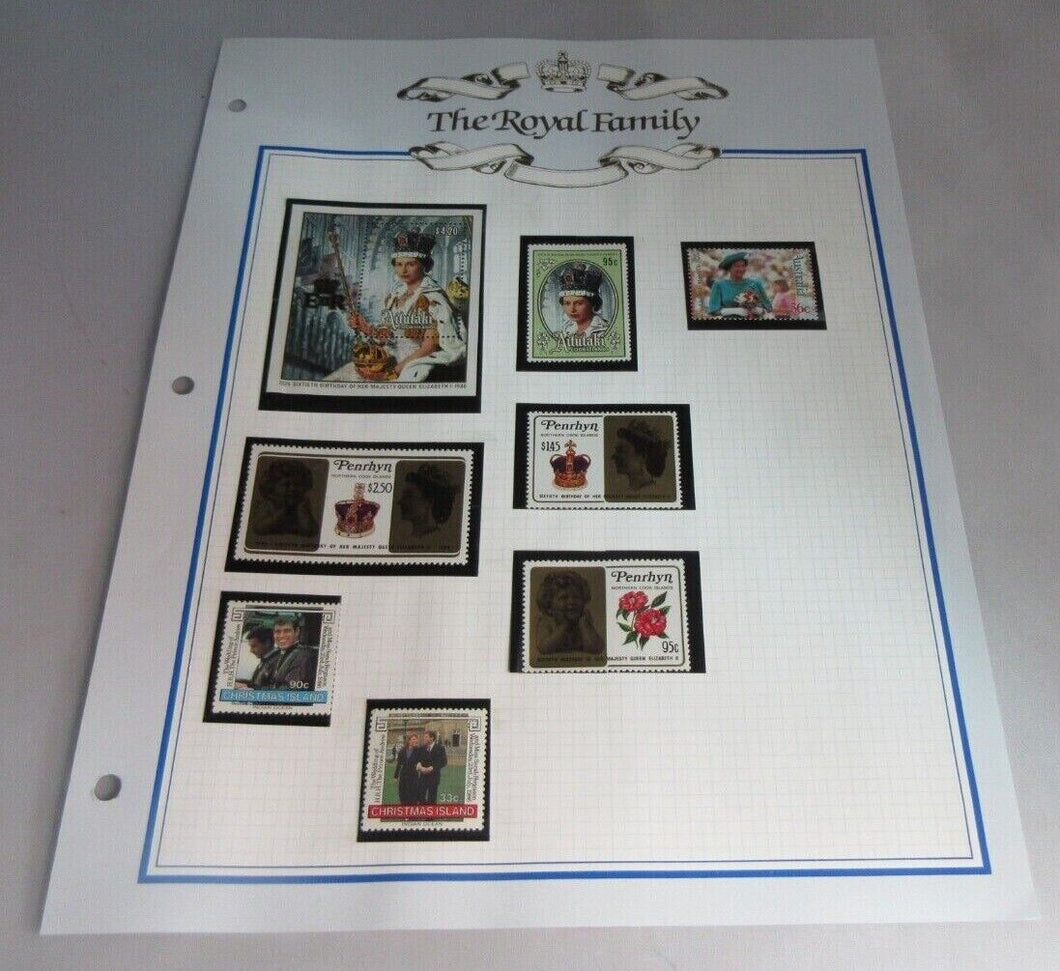 1986 QEII 60TH BIRTHDAY COOK ISLANDS AUSTRALIA CHRISTMAS IS STAMPS & ALBUM SHEET