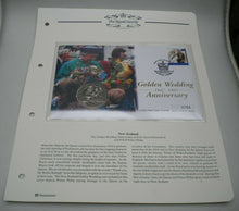 Load image into Gallery viewer, 1947-1997 GOLDEN WEDDING ANNIVERSARY BUNC $5 DOLLAR COIN FIRST DAY COVER PNC
