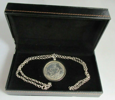 1964 ONE BERMUDA CROWN COIN WITH MOUNT & NECKLACE BEAUTIFULLY BOXED
