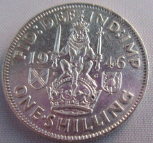 Load image into Gallery viewer, 1946 KING GEORGE VI BARE HEAD .500 SILVER aUNC ONE SHILLING COIN &amp; CLEAR FLIP S2
