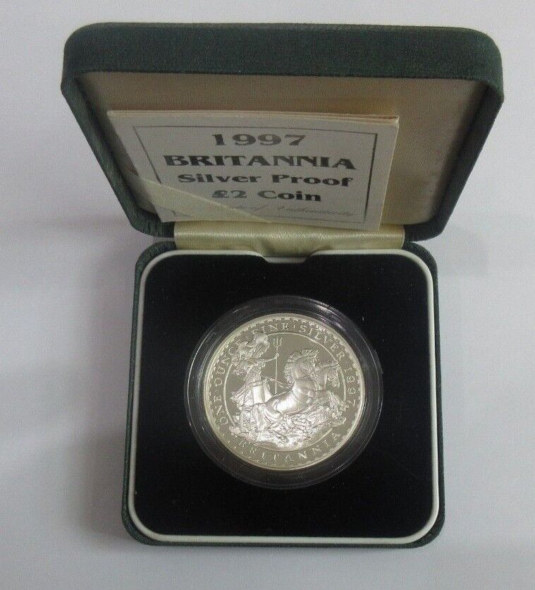 1997 Britannia First Year Royal Mint 1oz Silver Proof UK £2 Coin Boxed + COA