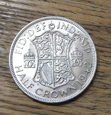 1942 KING GEORGE VI SILVER HALFCROWN VERY COLLECTABLE CONDITION SPINK 4080 Cc3