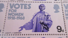 Load image into Gallery viewer, 1968 VOTES FOR WOMEN 9d 40 STAMPS MNH WITH TRAFFIC LIGHTS &amp; STAMP HOLDER
