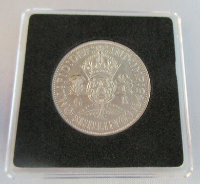 1945 KING GEORGE VI  .500 SILVER FLORIN TWO SHILLINGS COIN WITH QUADRANT CAPSULE
