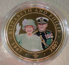 Load image into Gallery viewer, 2007 QEII &amp; PRINCE PHILIP DIAMOND WEDDING COOK ISLANDS  $1 COIN WITHIN CAPSULE
