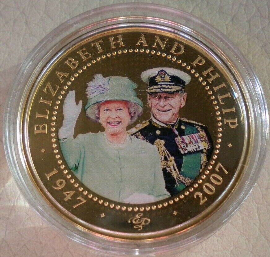 2007 QEII & PRINCE PHILIP DIAMOND WEDDING COOK ISLANDS  $1 COIN WITHIN CAPSULE