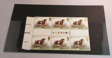 1978 SHETLAND PONY 10 1/2p BLOCK OF 6 STAMPS MNH WITH TRAFFIC LIGHTS