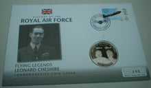 Load image into Gallery viewer, 2008 FLYING LEGENDS LEONARD CHESHIRE HISTORY OF R/A FORCE PROOF £5COIN COVER PNC
