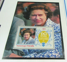 Load image into Gallery viewer, 1986 QUEEN ELIZABETH II 60TH BIRTHDAY NANUMAGA TUVALU STAMPS &amp; ALBUM SHEET
