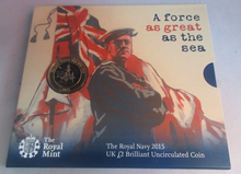 Load image into Gallery viewer, The Royal Navy 1914 WWI 100th Anniversary 2015 BUnc Royal Mint £2 Coin Pack
