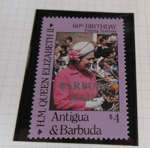 Load image into Gallery viewer, 1986 QUEEN ELIZABETH II 60TH BIRTHDAY ANTIGUA &amp; BARBUDA STAMPS &amp; ALBUM SHEET
