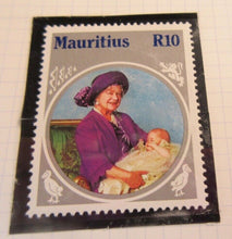 Load image into Gallery viewer, 1985 HMQE QUEEN MOTHER 85th ANNIV COLLECTION MAURITIUS STAMPS ALBUM SHEET
