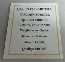 Load image into Gallery viewer, 2002 QEII GOLDEN JUBILEE QUEENS THRONE PROOF 50P CROWN BOX &amp; COA
