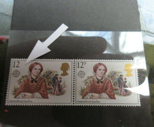 Load image into Gallery viewer, GB 1980 Bronte 12p HOROZONTAL BLOCK OF 2 with MISSING &#39;p&#39; in Value SG 1125Ea MNH
