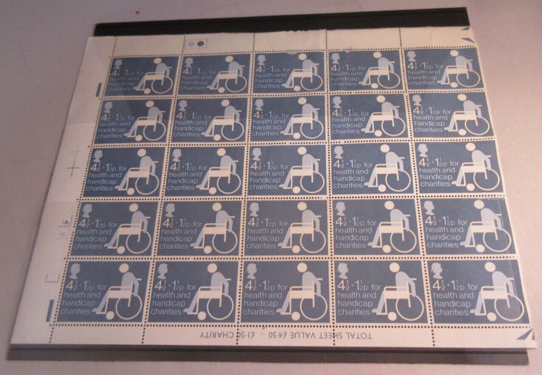 1974 HEALTH & HANDICAP 4 1/2p+1 1/2p BLOCK OF 25 STAMPS MNH & TRAFFIC LIGHTS