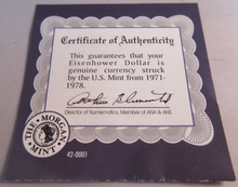 Load image into Gallery viewer, 1972 EISENHOWER THE EAGLE HAS LANDED DOLLAR STRUCK BY US MINT IN FLIP WITH COA
