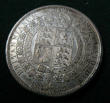 Load image into Gallery viewer, 1887 bunc VICTORIA HALF CROWN JUBILEE BUST Spink 3923 SCARCE COIN
