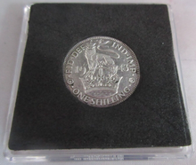 Load image into Gallery viewer, 1943 KING GEORGE VI  .500 SILVER ENGLISH ONE SHILLING COIN IN QUAD CAPSULE
