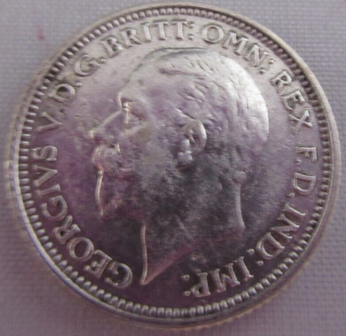 1928 KING GEORGE V BARE HEAD .500 SILVER AUNC 6d SIXPENCE COIN IN CLEAR FLIP