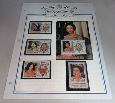 1986 QUEEN ELIZABETH II 60TH BIRTHDAY NUKULAELAE TUVALU STAMPS &ALBUM SHEET