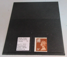 Load image into Gallery viewer, MISPERFORATED QUEEN ELIZABETH II 24P STAMP WITH CLEAR FRONTED STAMP HOLDER
