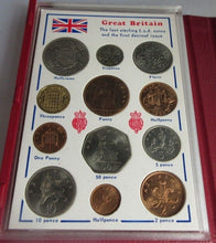 Load image into Gallery viewer, GB THE LAST STERLING COINS £.S.D &amp; THE FIRST DECIMAL ISSUE &amp; ROYAL MINT RED BOOK
