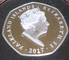 Load image into Gallery viewer, 2017 Falkland Islands Christmas Penguin 50p Coin  Proof Sterling Silver Piedfort
