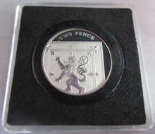 Load image into Gallery viewer, 2009 QUEEN ELIZABETH II SHIELD SECTION SILVER PROOF TWO PENCE COIN BOX &amp; COA
