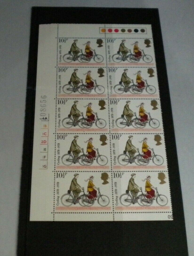 1978 CYCLING 1878-1978 10 1/2p BLOCK OF 10 STAMPS MNH & TRAFFIC LIGHTS