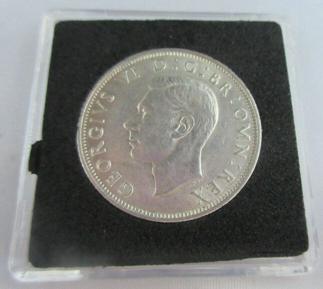 1945 GEORGE VI BARE HEAD COINAGE HALF 1/2 CROWN aUNC IN QUADRANT CAPSULE