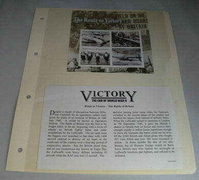 THE ROUTE TO VICTORY BATTLE OF BRITAIN STAMPS MNH & INFORMATION CARD