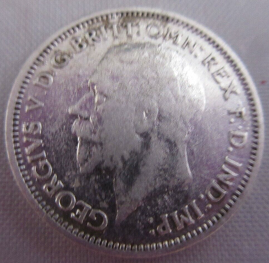 1935 KING GEORGE V BARE HEAD .500 SILVER VF 6d SIXPENCE COIN IN CLEAR FLIP
