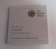 Load image into Gallery viewer, 2011 Cardiff Silver Proof UK Capital Cities Royal Mint £1 Coin Box + COA
