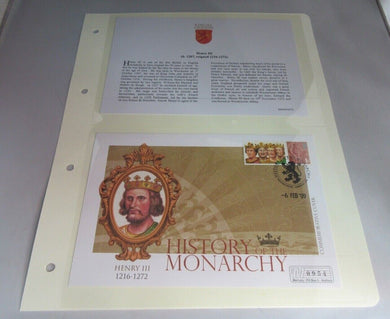 HENRY III REIGN 1216-1272 COMMEMORATIVE COVER INFORMATION CARD & ALBUM SHEET