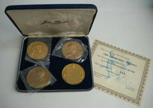 Load image into Gallery viewer, THE CHURCHILL MEDALS 4 GOLD / STERLING SILVER MEDALS 1974 BY JOHN PINCHES COA
