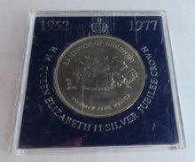 Load image into Gallery viewer, 1952-1977 TSB HM QEII SILVER JUBILEE CROWN GUERNSEY 25 PENCE CROWN COIN IN CASE
