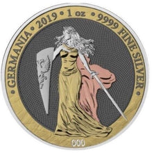 Load image into Gallery viewer, 2019 Germania 5 Mark 1oz .999 fine Silver Proof Coin &amp; Bunc Collectors editions
